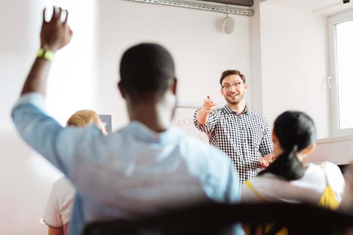 Employees in a health and safety meeting